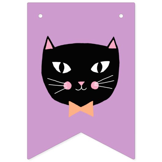 かわいい黒猫パステルハロウィントリックまたはトリート バンティングフラッグ (第1の旗)