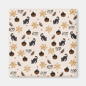 かわいい黒猫パンプキン・ハロウィンパターン マグネット (正面)