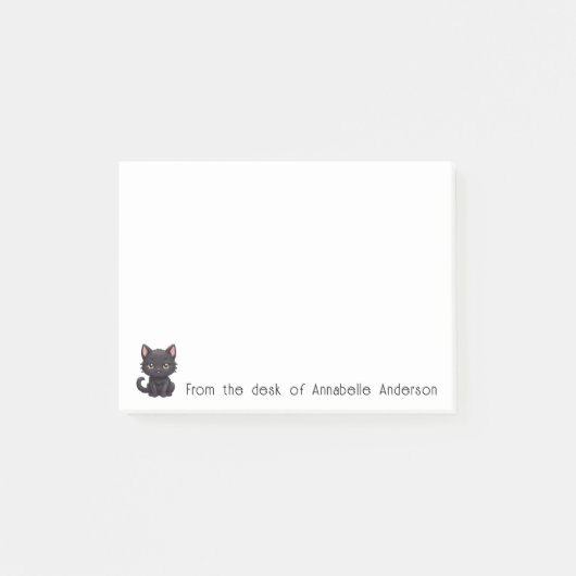 かわいい黒猫パーソナライズノート ポストイット (正面)