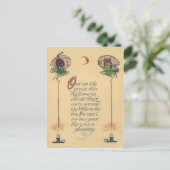 かわいい黒猫フクロウ三日月キャンドル ポストカード (スタンド正面)