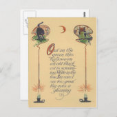 かわいい黒猫フクロウ三日月キャンドル ポストカード (正面/裏面)