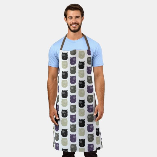 かわいい黒猫ペカラフルット エプロン (着用した状態)