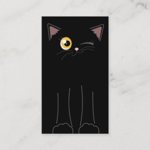 かわいい黒猫ペット着席のサービス業カード 名刺