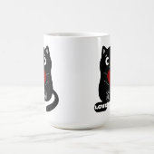 かわいい黒猫マグカップ赤いハート モーフィングマグカップ (中央)