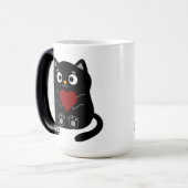 かわいい黒猫マグカップ赤いハート モーフィングマグカップ (正面左)
