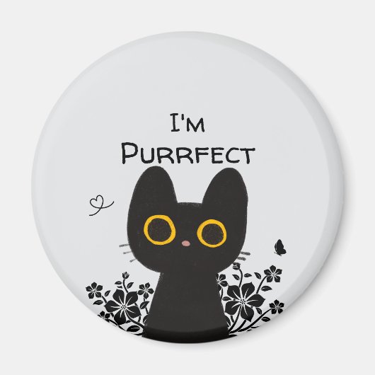 かわいい黒猫マグネットを目指す マグネット (正面)