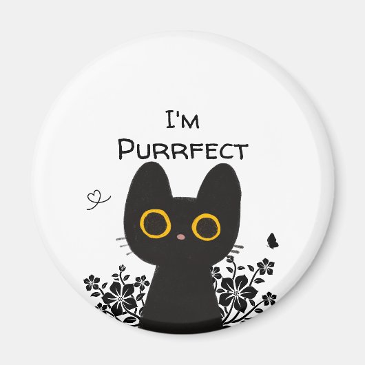 かわいい黒猫マグネットを目指す マグネット (正面)