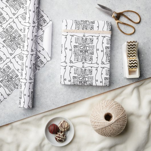 かわいい黒猫ママfor猫好き ラッピングペーパー (クラフト)