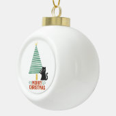 かわいい黒猫メリークリスマスツリーホリデー セラミックボールオーナメント (右)