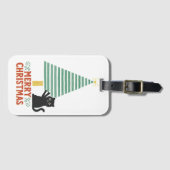 かわいい黒猫メリークリスマスツリーホリデー ラゲッジタグ (正面横)