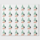 かわいい黒猫メリークリスマスツリーホリデー ラッピングペーパー (フラット)