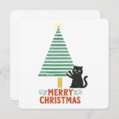 かわいい黒猫メリークリスマスツリーホリデー 招待状 (正面/裏面)