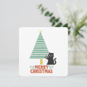 かわいい黒猫メリークリスマスツリーホリデー 招待状 (スタンド正面)