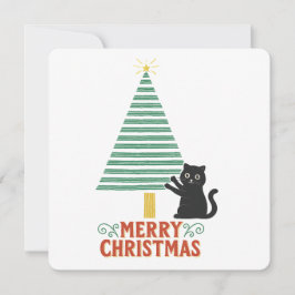 かわいい黒猫メリークリスマスツリーホリデー 招待状
