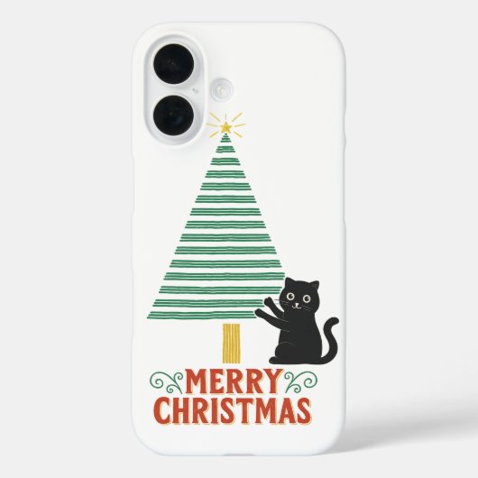 かわいい黒猫メリークリスマスツリーホリデー Case-Mate iPhoneケース (裏面)