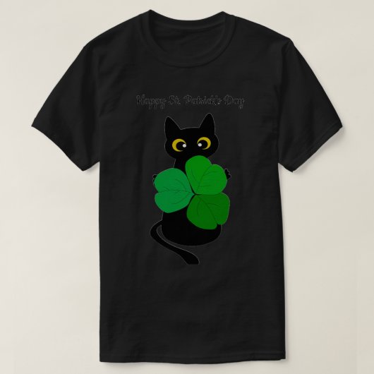 かわいい黒猫レプラチョンハアイリッシュおもしろいサンパトリ Tシャツ (デザイン正面)