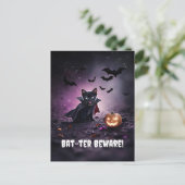 かわいい黒猫ヴァンパイアハロウィーン シーズンポストカード (スタンド正面)