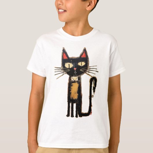 かわいい黒猫抽象芸術 Tシャツ (正面)