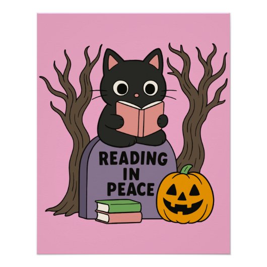 かわいい黒猫読が安心 ポスター (正面)