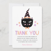 かわいい黒猫魔女のハロウィン誕生日カード サンキューカード (正面)