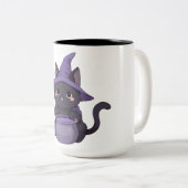 かわいい黒猫魔女のハロウィン鍋 ツートーンマグカップ (正面右)