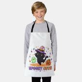かわいい黒猫魔女ハロウィン エプロン (着用した状態)