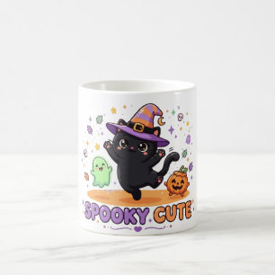 かわいい黒猫魔女ハロウィン コーヒーマグカップ