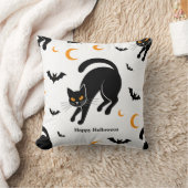 かわいい黒猫&こうもりハロウィーンパターンスローピロ クッション (ブランケット)