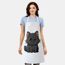 かわいい黒猫 エプロン