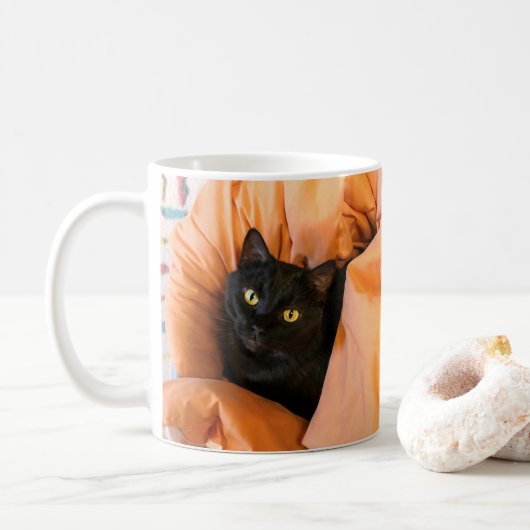 かわいい黒猫 コーヒーマグカップ (ドーナツ)