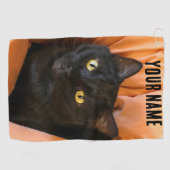 かわいい黒猫 ゴルフタオル (横)