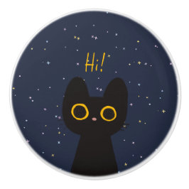 かわいい黒猫 セラミックノブ