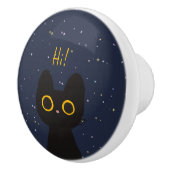 かわいい黒猫 セラミックノブ (右)