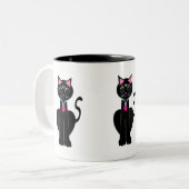 かわいい黒猫 ツートーンマグカップ (正面左)