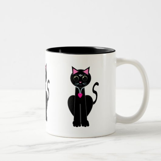 かわいい黒猫 ツートーンマグカップ (右)