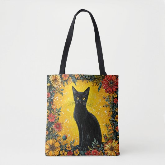 かわいい黒猫 トートバッグ (正面)