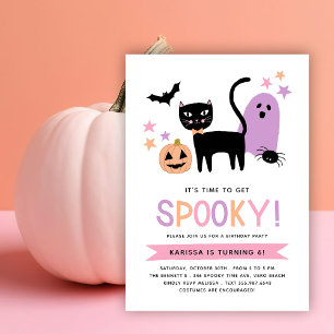 かわいい黒猫 パステル ハロウィン 怖い 誕生日 招待状