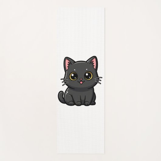 かわいい黒猫 ヨガマット (正面)