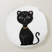 かわいい黒猫 ラウンドクッション (裏面)