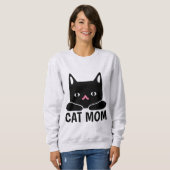 かわいい黒猫 – CAT MOM Tシャツ (正面フル)