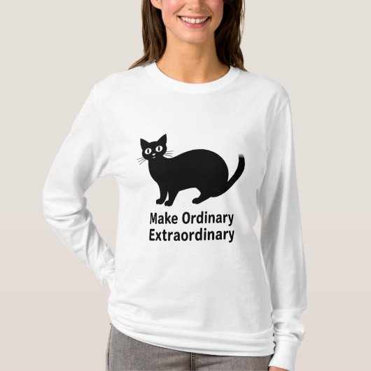 かわいい黒猫 Tシャツ (正面)