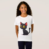 かわいい黒猫 Tシャツ (正面フル)