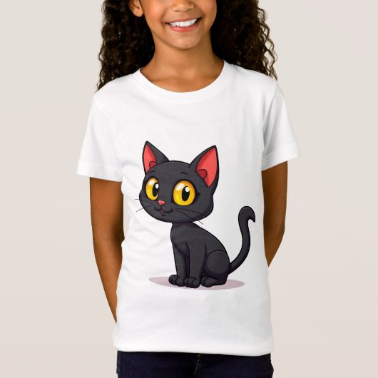 かわいい黒猫 Tシャツ (正面)