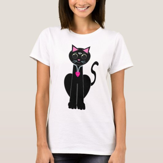 かわいい黒猫 Tシャツ (正面)