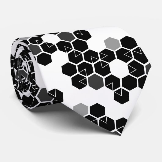 かわいい黒白のヘックスデータパターン ネクタイ (ロール)
