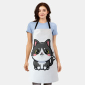 かわいい黒白の可愛らしい子猫 エプロン (着用した状態)