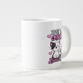 かわいい黒白の子猫とピンクのハート ジャンボコーヒーマグカップ (正面右)