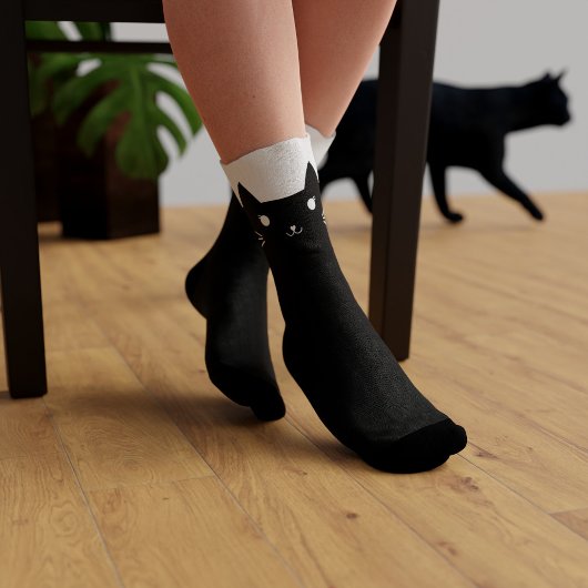 かわいい黒白の子猫のオリジナルソックス ソックス