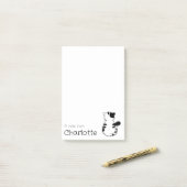 かわいい黒白の漫画ねこ名前 ポストイット (デスク上)