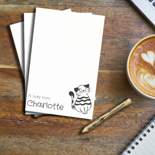 かわいい黒白の漫画猫の名前 ポストイット